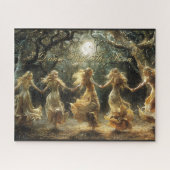 Dans met de puzzel van de maan legpuzzel (Horizontaal)