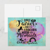Dans met Fairies Ride a Unicorn Briefkaart (Voorkant / Achterkant)