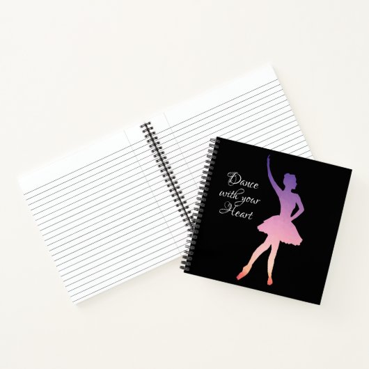 Dans met je hart ballerina silhouet notitieblok notitieboek (Binnen)