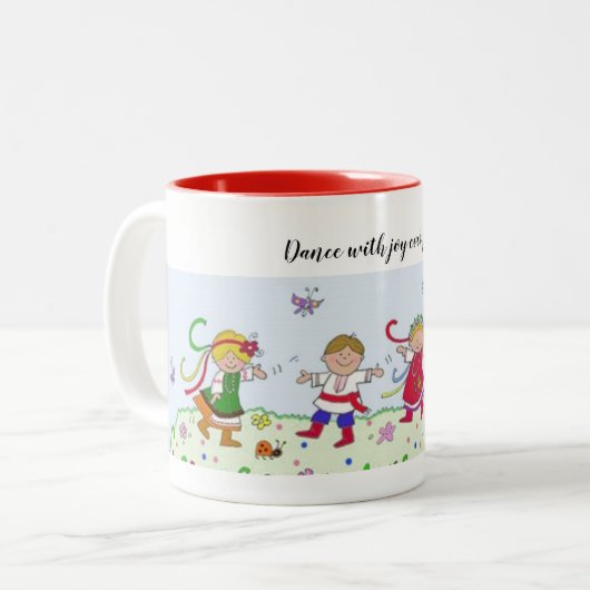 Dans met Joy Oekraïense dansers Tweekleurige Koffiemok (Voorkant links)