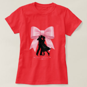 Dans met liefde roze strik romantisch koppel T-shi T-shirt