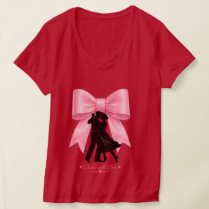 Dans met liefde roze strik romantisch koppel T-shi T-shirt