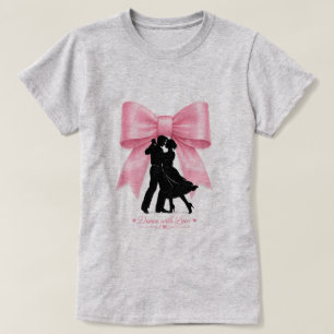 Dans met liefde roze strik romantisch koppel T-shi T-shirt