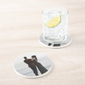 "Dans met mij" Dansend paar Zandsteen Onderzetter (Zijkant)