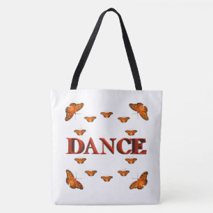 Dans met vlindermotief tote bag