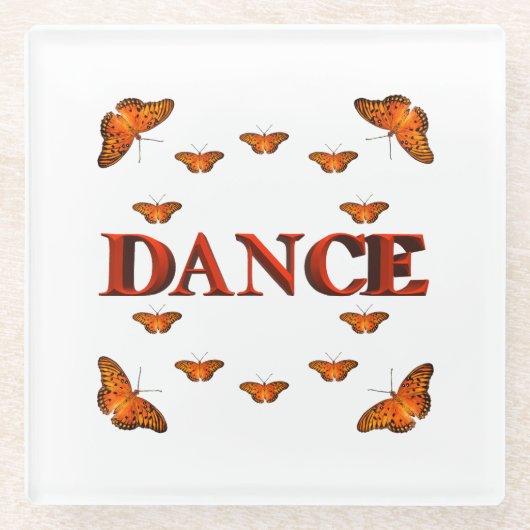 Dans met vlinders ontwerp glazen onderzetter (Voorkant)