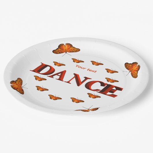 Dans met vlinders ontwerp papieren bordje (Gekanteld)