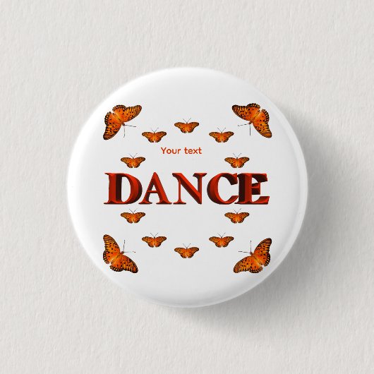 Dans met vlinders ontwerp ronde button 3,2 cm (Voorkant)