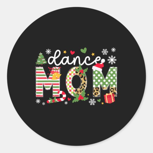 Dans Moeder Kerstdanser Mam Kerstfeest Ronde Sticker (Voorkant)