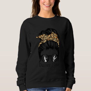 Dans Moeder Messy Bun Haar Grappig Leopard Danser Trui