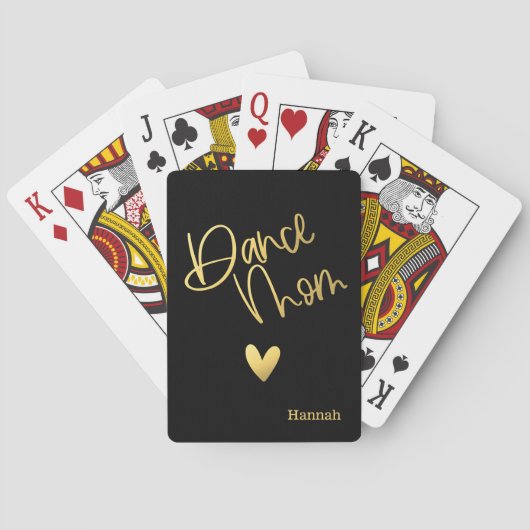Dans moeder zwart en goud gepersonaliseerd pokerkaarten (Achterkant)