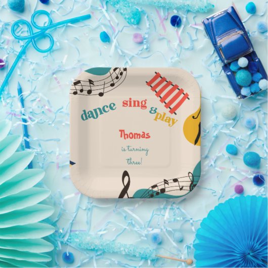 Dans muziek en speel kinderen Verjaardag Papieren Bordje (Feest)