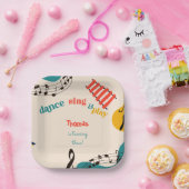 Dans muziek en speel kinderen Verjaardag Papieren Bordje (Feest)