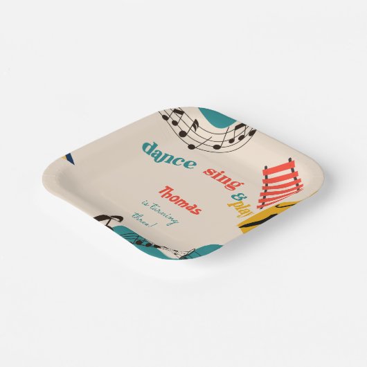 Dans muziek en speel kinderen Verjaardag Papieren Bordje (Gebogen)