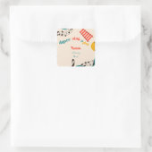 Dans muziek en speel kinderen Verjaardag Vierkante Sticker (Tas)