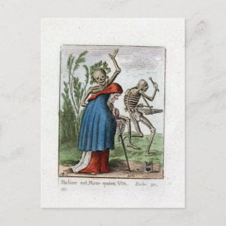 Dans of Death - The Old Woman - Colour Print 1816 Briefkaart