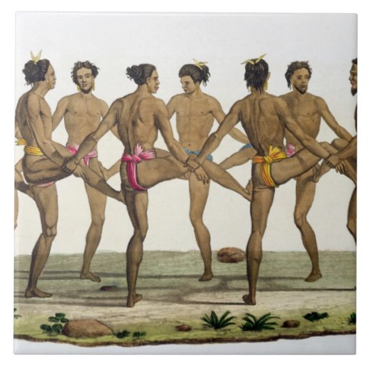 Dans of the Caroline Islanders, bord 22 uit 'Le Tegeltje (Voorkant)