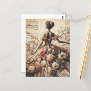 Dans op de Floral Music Collage Briefkaart