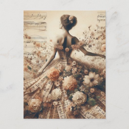 Dans op de Floral Music Collage Briefkaart (Voorkant)