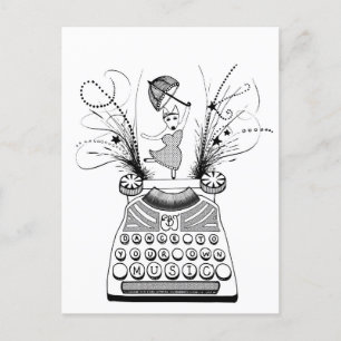 Dans op je eigen muziek English Bull Terrier Briefkaart