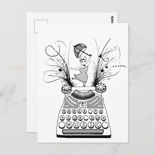 Dans op je eigen muziek English Bull Terrier Briefkaart (Voorkant / Achterkant)