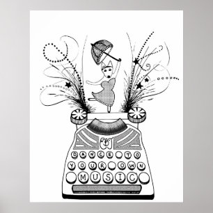 Dans op je eigen muziek Happy Bull Terrier Poster