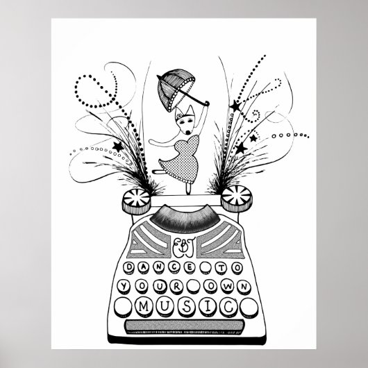 Dans op je eigen muziek Happy Bull Terrier Poster (Voorkant)