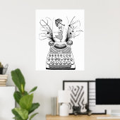 Dans op je eigen muziek Happy Bull Terrier Poster (Thuiskantoor)