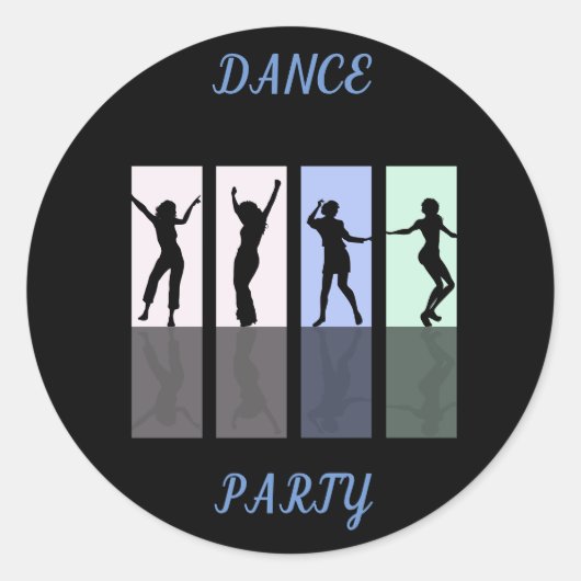Dans party glossy stickers. ronde sticker (Voorkant)