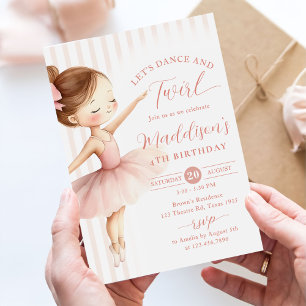 Dans & Pirouetten Roze Ballerina Ballet Verjaardag Kaart