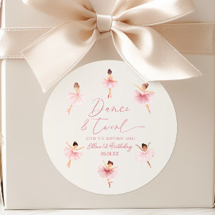 Dans & Pirouetten Roze Ballerina Ballet Verjaardag Ronde Sticker