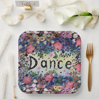 DANS Polka Dot Floral in roze en blauw Papieren Bordje
