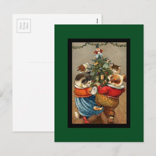 Dans rond de Kerstboom Feestdagenkaart (Voorkant / Achterkant)