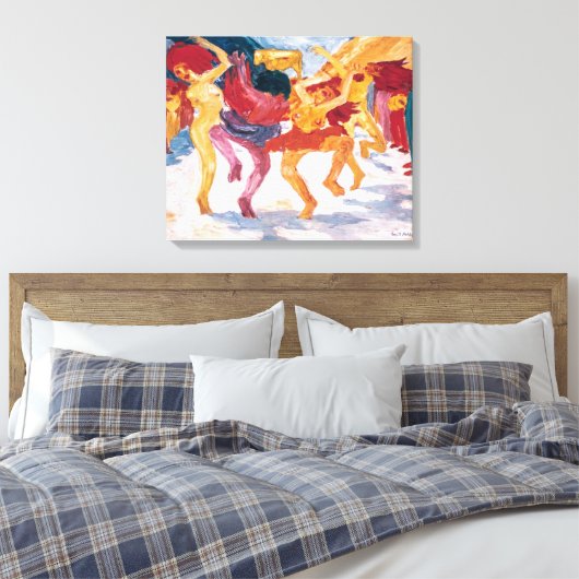 Dans rond het Gouden Kalf | Emil Nolde | Canvas Afdruk (Insitu (Slaapkamer))