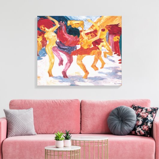 Dans rond het Gouden Kalf | Emil Nolde | Canvas Afdruk (Insitu (Woonkamer))