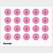 Dans roze ronde stickers. Personaliseer naam. Ronde Sticker (Vel)