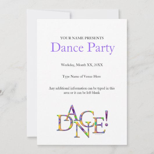 Dans! (Stropdas-kleurstof) overweging of partijuit Kaart (Achterkant)