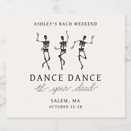 Dans tot je dode vrijgezellenweekend sparkling wijnetiket (Enkel label)