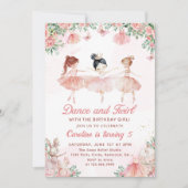 Dans & Twirl Ballerina Girl Verjaardag Uitnodiging (Voorkant)