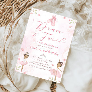 Dans & Twirl Roze Ballerina Ballet Verjaardag Kaart