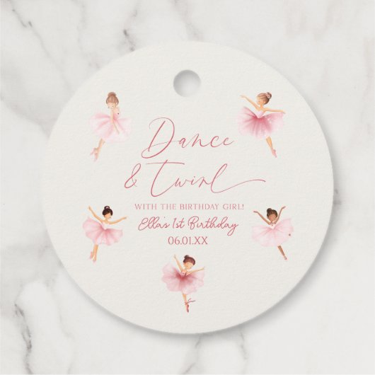 Dans & Twirl Roze Ballerina Ballet Verjaardagsfees Bedankjes Labels (Achterkant)