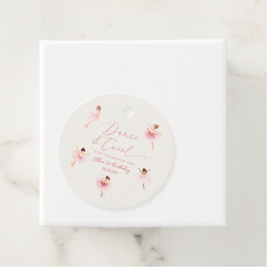 Dans & Twirl Roze Ballerina Ballet Verjaardagsfees Bedankjes Labels (In situ)