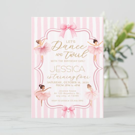Dans & Twirl Roze Ballerina Ballet Verjaardagsfees Kaart (Staand voorkant)