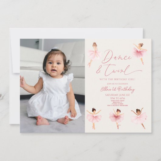 Dans & Twirl Roze Ballerina Ballet Verjaardagsfees Kaart (Voorkant)