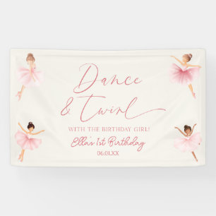 Dans & Twirl Roze Ballerina Ballet Verjaardagsfees Spandoek