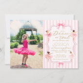Dans & Twirl Roze Ballerina Foto Verjaardagsfeest Kaart (Voorkant)