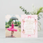 Dans & Twirl Roze Ballerina Foto Verjaardagsfeest Kaart (Staand voorkant)