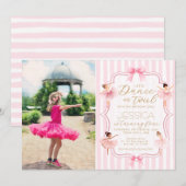Dans & Twirl Roze Ballerina Foto Verjaardagsfeest Kaart (Voorkant / Achterkant)