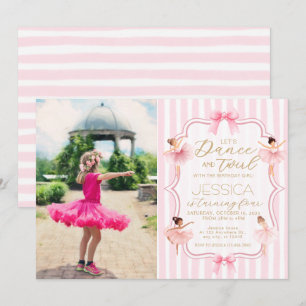 Dans & Twirl Roze Ballerina Foto Verjaardagsfeest Kaart