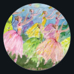 Dans van de bloemen ronde sticker<br><div class="desc">De Nutcracker Ballet "Dance of the Flowers",  geïllustreerd door Kathleen Gwinnett.</div>
